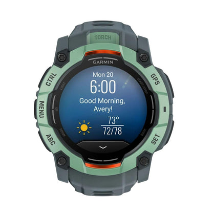 Garmin Instinct® 3 45mm, AMOLED Display, Rugged Outdoor GPS Smartwatch, Metal-Reinforced Bezel, Built-in Flashlight, Up to 18 Days of Battery Life, Black