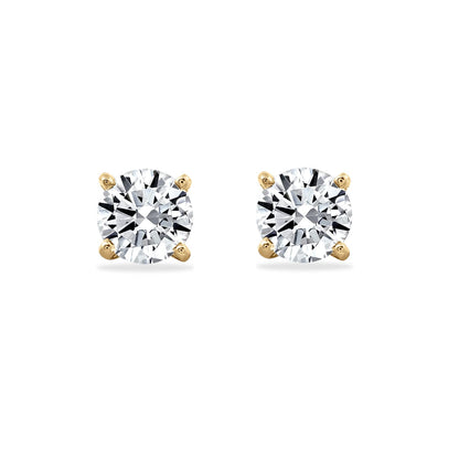 Amazon Essentials Yellow Gold Plated, Platinum or Rose Gold Plated Sterling Silver Infinite Elements Cubic Zirconia Stud Earrings | White, Blue, Green, or Pink Cubic Zirconia