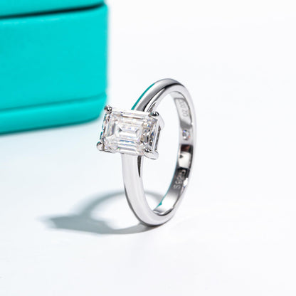 AnuClub Cushion/Emerald/Pear Moissanite Engagement Ring, D Color 925 Sterling Silver, Eternity Wedding Promise Anniversary Band Rings for Women