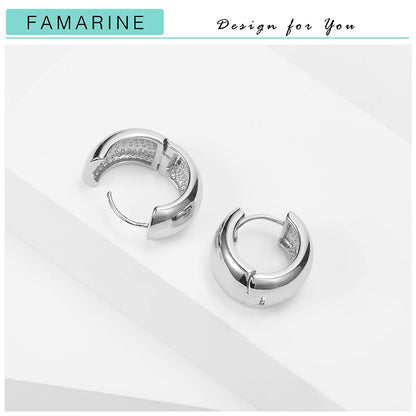 FAMARINE Gold Chunky Creolen für Damen, 0,8 Zoll Gold Creolen Huggie Ohrringe für Herren