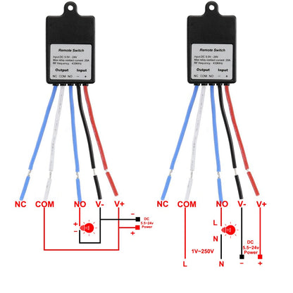 QIACHIP Mini Funkfernbedienungsschalter DC 6V 12V 24V 1 Kanal RF-Relais, selbsthaltender Schalter für LED-Licht, Auto-Batterie EIN/AUS