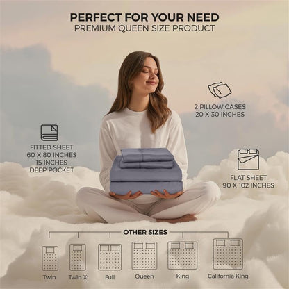 Utopia Bedding Queen Bed Sheet Set - 4 Piece Bedding - Soft Brushed Microfiber Fabric - Shrinkage & Fade Resistant - Easy Care (Grey)