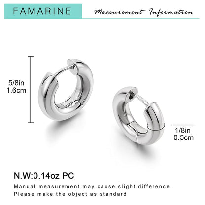 FAMARINE Gold Chunky Creolen für Damen, 0,8 Zoll Gold Creolen Huggie Ohrringe für Herren