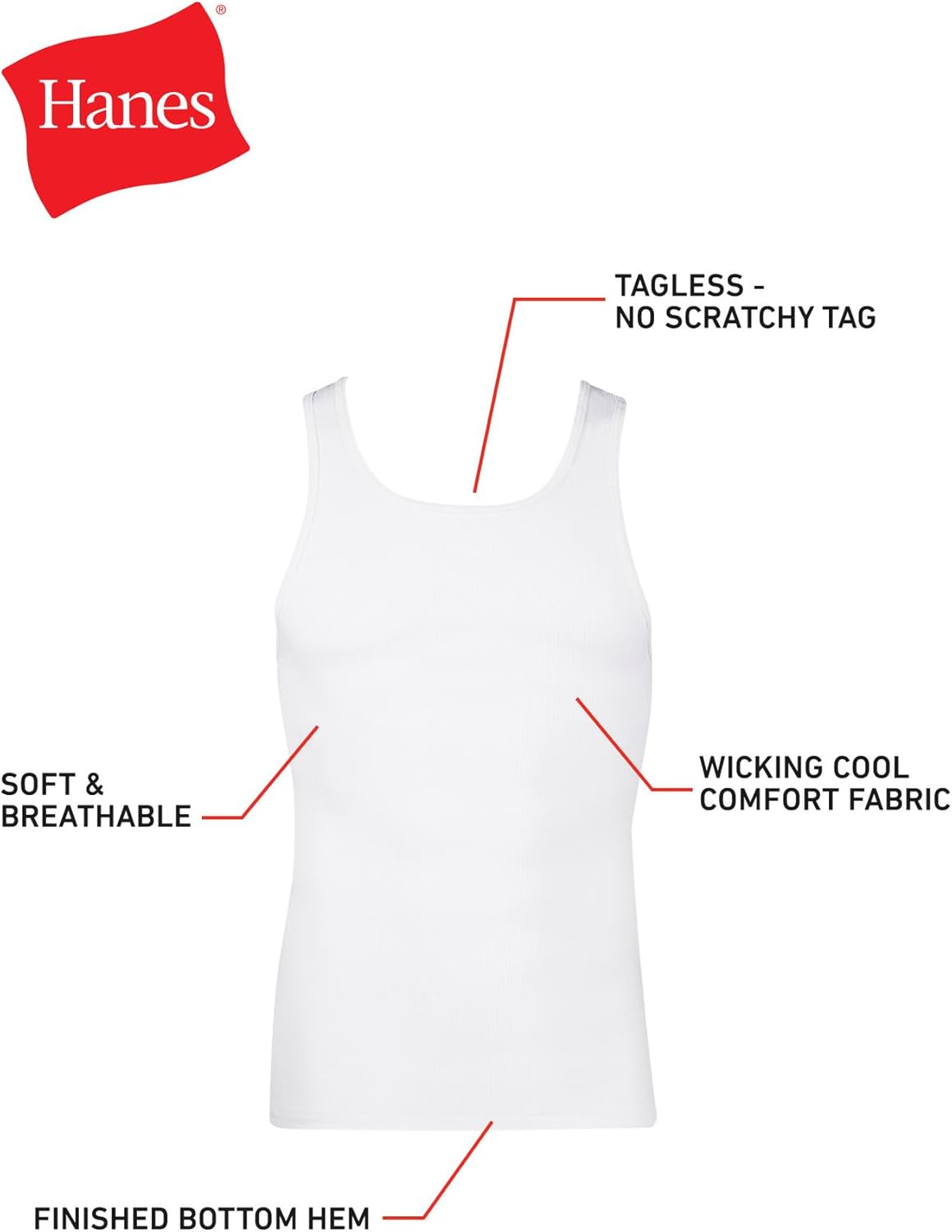 Hanes Geripptes Tanktop für Herren