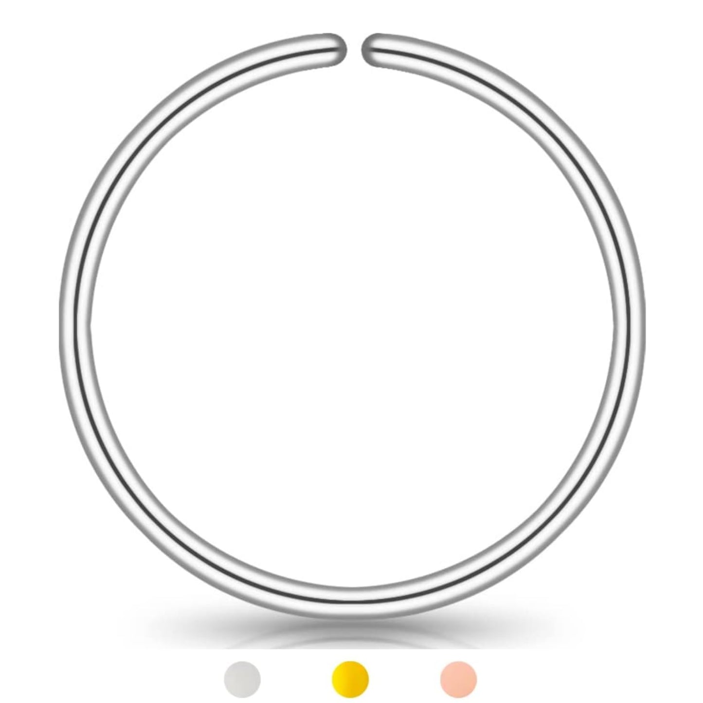 LUCKYJEWUS Small Thin Gold or Sterling Silver Nose Ring Hoop for Women, Tiny Nose Piercing jewelry