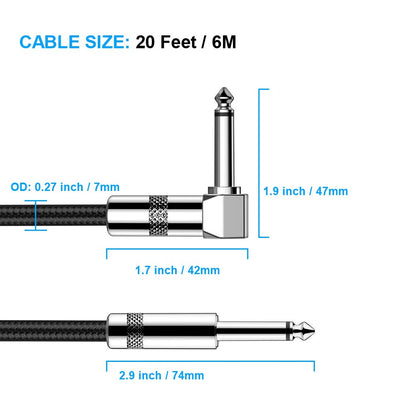 Gitarrenkabel 3m New bee E-Instrumentenkabel Bassverstärkerkabel für E-Gitarre, Bassgitarre, E-Mandoline, Pro Audio (Winkelstecker auf Gerader Stecker, Schwarz)