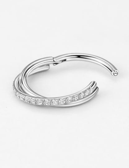 TDEBA Conch Piercing Schmuck, 316L Chirurgenstahl Segment Nasenring, CZ Knorpel Ohrringe, Lippenring, Segment Helix Rook Nahtloser Clicker Piercing Schmuck
