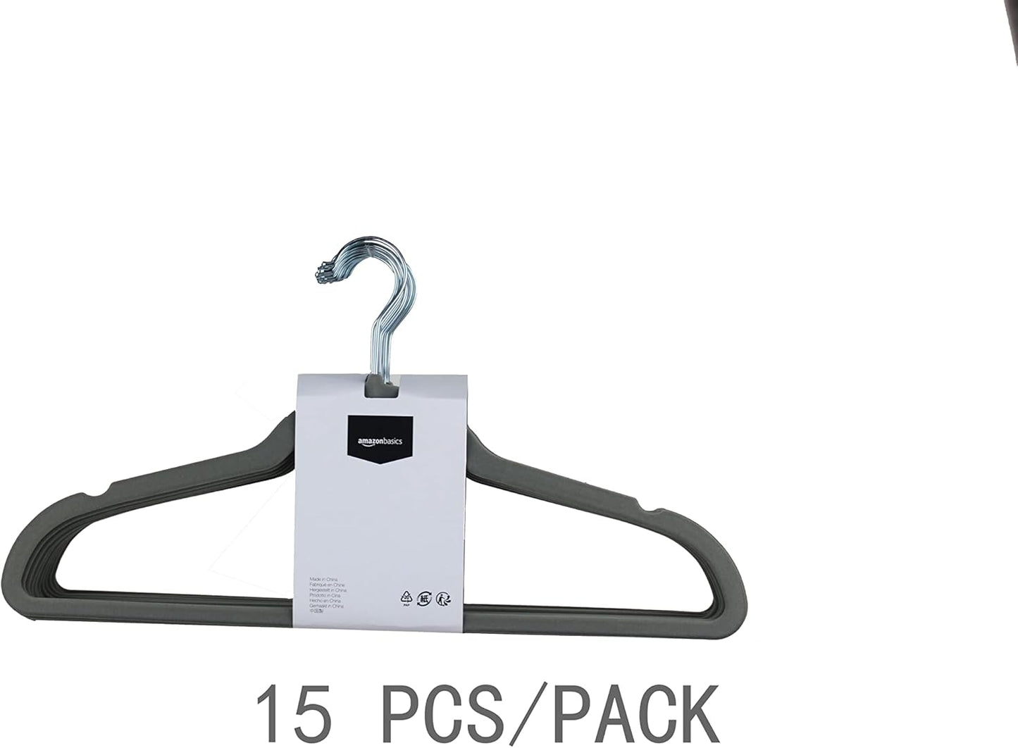 Amazon Basics Samtkleiderbügel für Anzüge – 30er-Pack, Schwarz