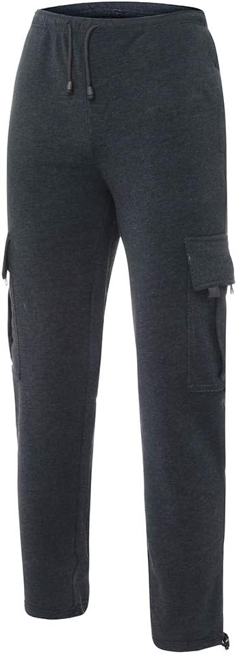 Herren Fleece Cargo Hose Dicke Sweatpants Freizeithose Loose Sports Jogginghose mit Taschen
