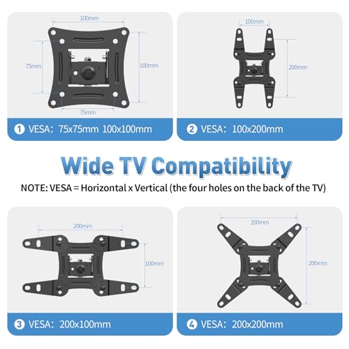 Vollbewegliche TV-Wandhalterung mit Schwenk-, Auszugs- und Neigefunktion für die meisten 13-42 Zoll LED LCD Flachbildfernseher & Monitore, bis zu 20 kg belastbar, max. VESA 200x200mm
