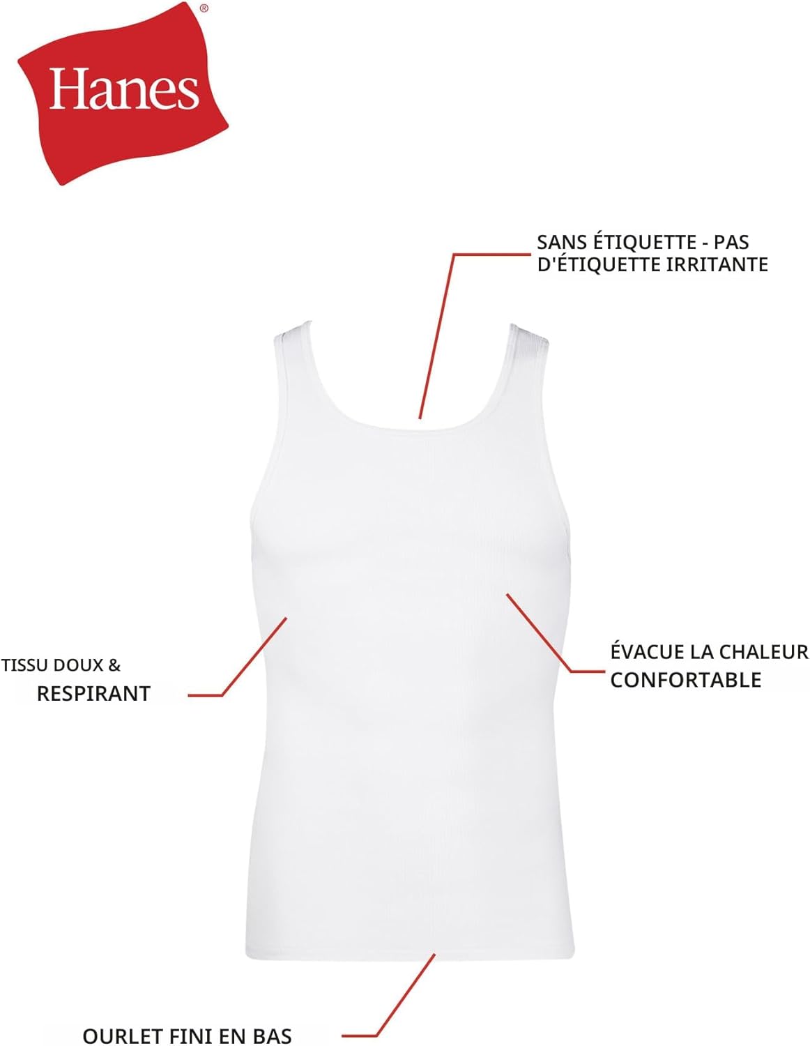 Hanes Geripptes Tanktop für Herren