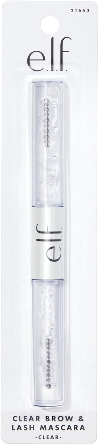e.l.f. Transparentes Augenbrauen- & Wimpern-Mascara | Doppelseitiges, transparentes Gel | Pflegende Formel für gesunde Wimpern | 0,08 fl. oz. (2,5 ml)