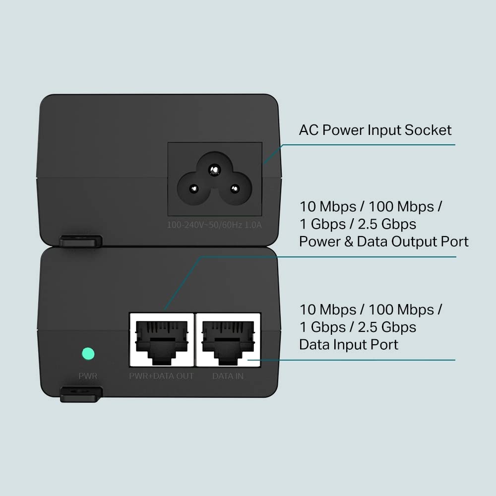TP-Link Omada 2.5GE PoE+ Injector | Non-PoE to PoE Adapter | 802.3at/af Compliant | Up to 30W | Wall Mountable | Plug&Play | Up to 100m(328 ft) | UL Certified(POE260S)