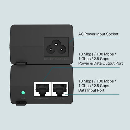 TP-Link Omada 2.5GE PoE+ Injector | Non-PoE to PoE Adapter | 802.3at/af Compliant | Up to 30W | Wall Mountable | Plug&Play | Up to 100m(328 ft) | UL Certified(POE260S)