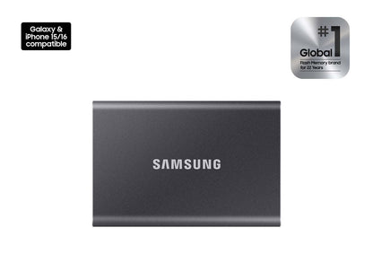 Samsung T7 Portable SSD, 1TB External Solid State Drive, Speeds Up to 1,050MB/s, USB 3.2 Gen 2, Reliable Storage for Gaming, Students, Professionals, MU-PC1T0T/AM, Gray