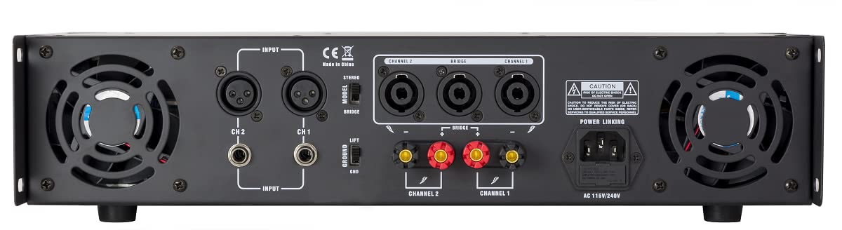 Gemini Professional 1300W 2-Channel Power Amplifier – High-Powered DJ & PA Audio Amp with XLR/RCA Inputs, Bridge Mode, Built-in Protection & Cooling for Live Sound & Installations (XGA-5000)