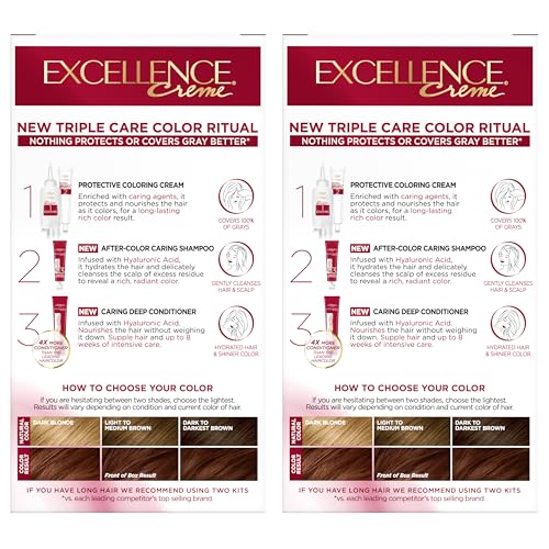 L'Oréal Paris Excellence Crème Permanente Haarfarbe, dreifache Pflegehaarfarbe mit Hyaluronsäure für 100% Grauabdeckung, 4AR Dunkles Schokobraun, 1 Packung (Verpackung kann variieren)