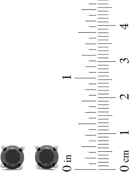 Amazon Essentials 0.5 to 2 Carats Round Black Diamonds, 10K White Gold, Stud Earrings - Stud Earrings for Women.