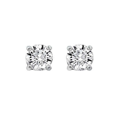 Amazon Essentials Yellow Gold Plated, Platinum or Rose Gold Plated Sterling Silver Infinite Elements Cubic Zirconia Stud Earrings | White, Blue, Green, or Pink Cubic Zirconia