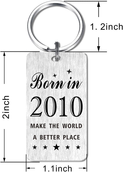 Gezxin Happy Birthday Schlüsselanhänger Geschenke für Frauen Männer - Personalisierter Edelstahl Geburtstagsschlüsselanhänger - Mach die Welt zu einem besseren Ort