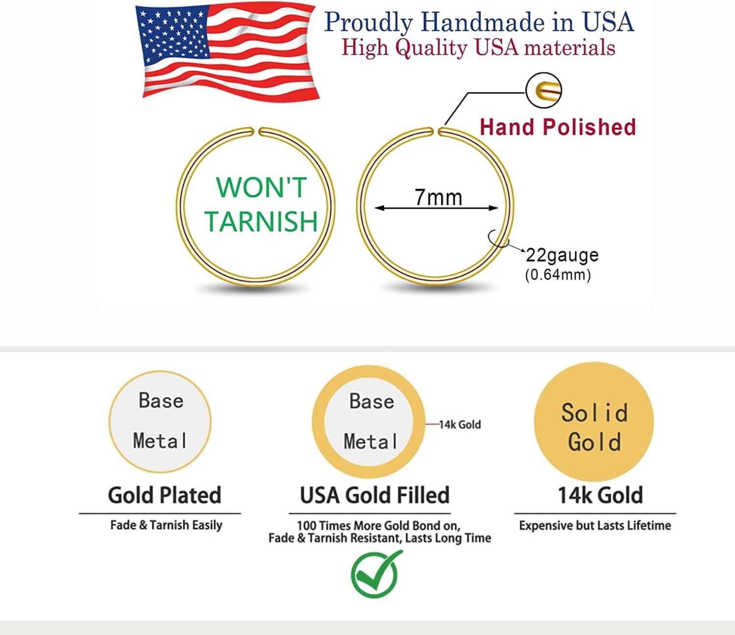 Small Gold or Sterling Silver Huggie Hoop Earrings for Women Cartilage Nose Helix Tragus