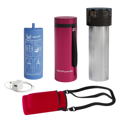 4ALLFAMILY Voyager Auto Shut Off Cooler Travel Case TSA Approved (1–7 Medication Pens) – On–The–Go Medical Cooler with Biogel & USB Charger – Diabetes Travel Case for Insulin & EpiPens (Magenta)