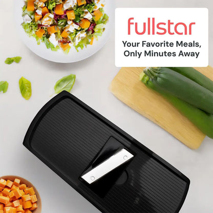 Fullstar Gemüsehacker und Mandolinenschneider - Julienne-Schneider, Würfelschneider, Reibe für Lebensmittel, Gemüse, Zwiebeln, Gurken, Tomaten, Salat, Kartoffeln, Käse - Küchenutensilien & Gadgets (Kompakt 6-in-1, Weiß)