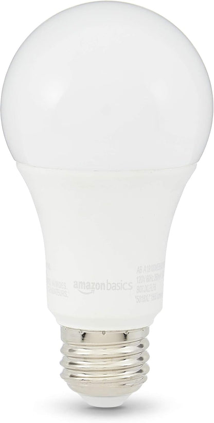 Amazon Basics Soft White LED Light Bulb, A19, 40 Watt Equivalent, Energy Efficient 6W, E26 Standard Base, 2700K, Non-Dimmable, 10,000 Hour Lifetime, 6-Pack