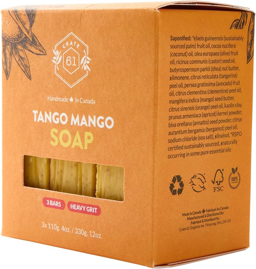 CRATE 61 ORGANICS Vegane Naturseife, handgemachte Seife mit hochwertigen ätherischen Ölen, kaltgepresst für Gesicht und Körper für Männer und Frauen, 3er-Pack (4 oz, Riegel) (Eucamint)