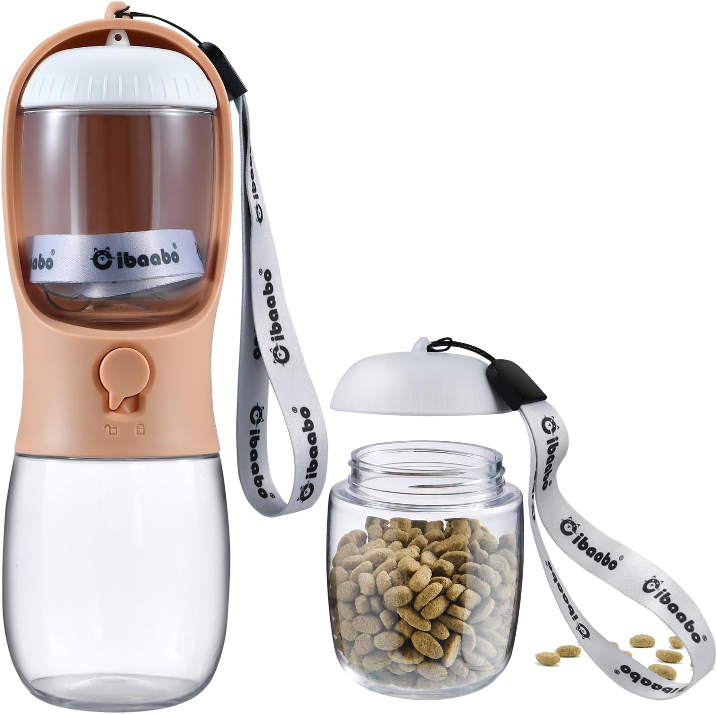 Cibaabo Dog Water Bottle with Food Container, Travel Puppy Water Bowl, Portable Pet Dispenser, Dog Gift Stuff Accessories Items, Puppy Essentials Necessities for Yorkie Cat Walking and Hiking