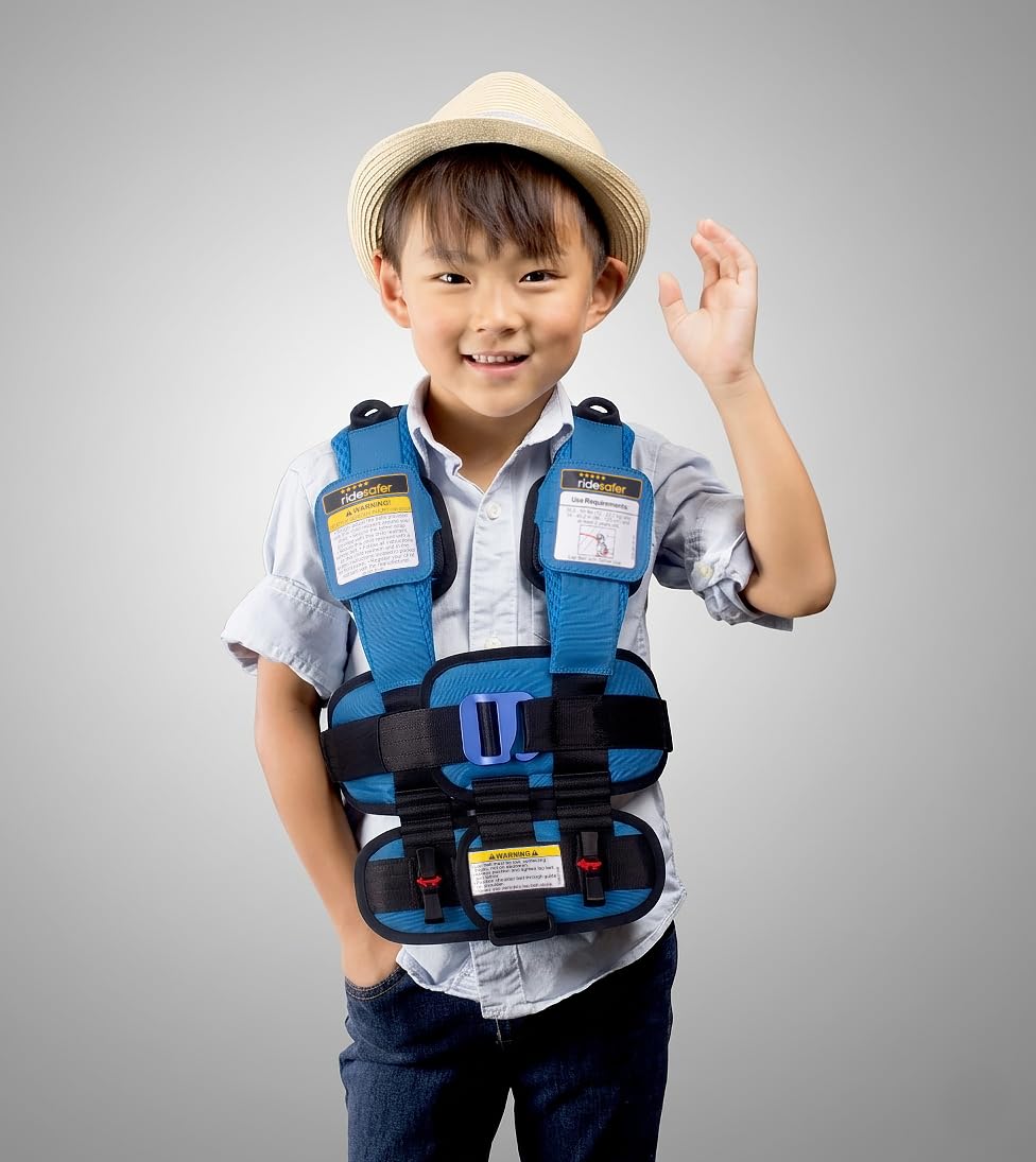 RideSafer Travel Vest Gen 6 - Small (26.5-50 lbs) - Blue - Lightweight Portable Child Safety Car Seat for Travel, Rental Cars, Rideshares