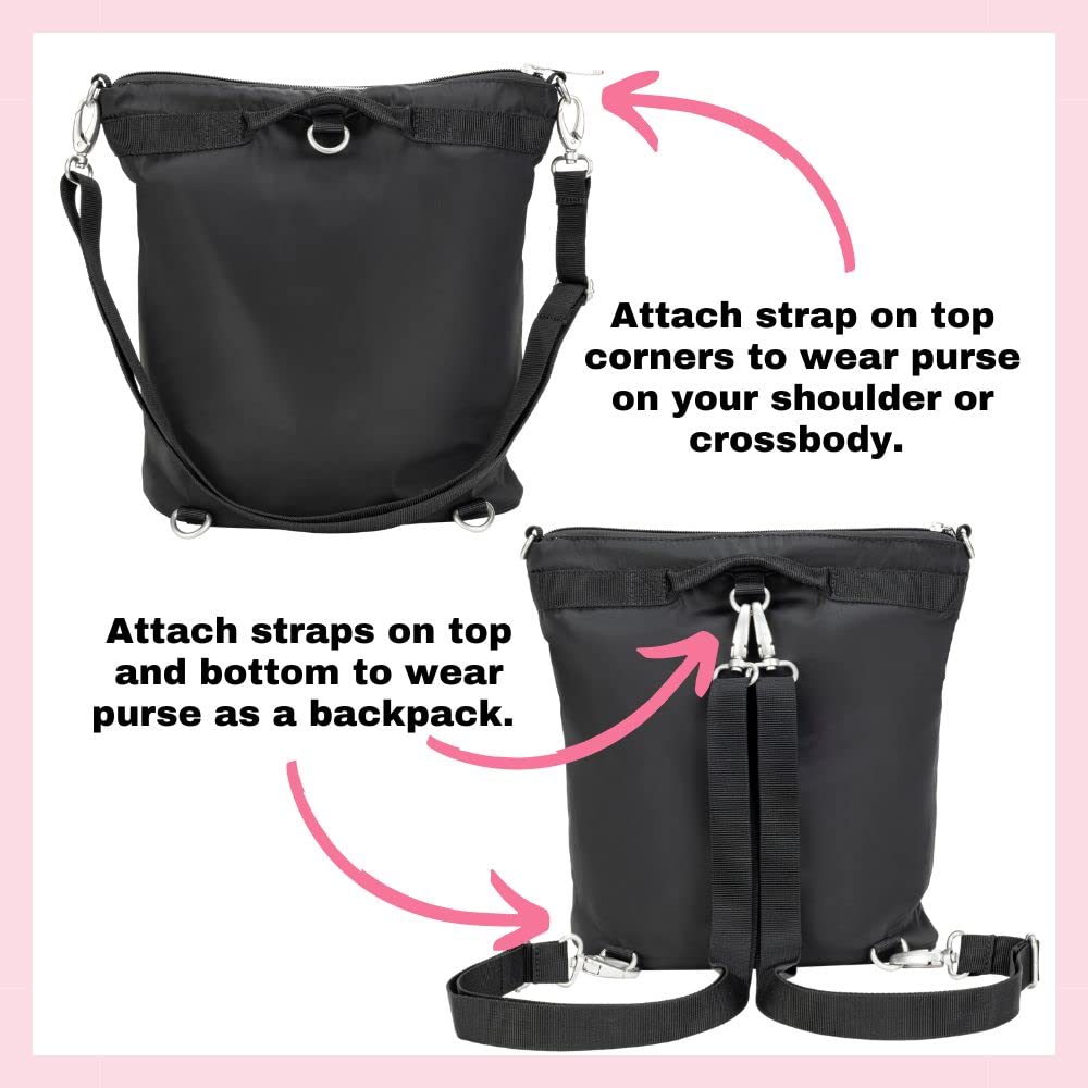 Sugar Medical Women’s Diabetes Backpack Purse with travel organizer for medications, insulin, glucose meter, insulin pens, epi-pen, includes insulated pouch to help keep medications cool. (Onyx)