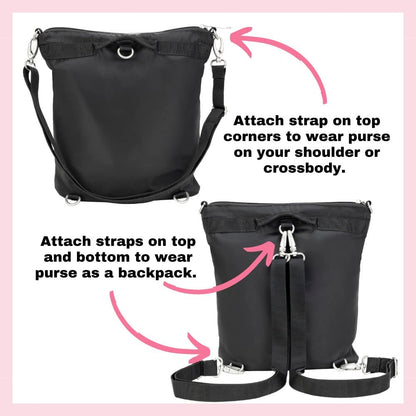Sugar Medical Women’s Diabetes Backpack Purse with travel organizer for medications, insulin, glucose meter, insulin pens, epi-pen, includes insulated pouch to help keep medications cool. (Onyx)