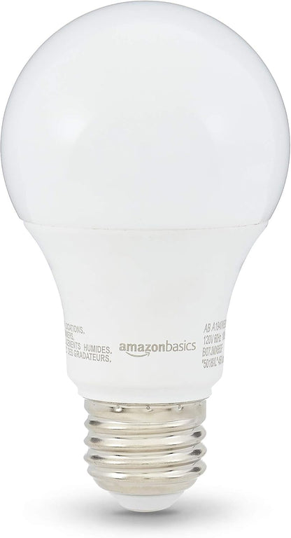 Amazon Basics Soft White LED Light Bulb, A19, 40 Watt Equivalent, Energy Efficient 6W, E26 Standard Base, 2700K, Non-Dimmable, 10,000 Hour Lifetime, 6-Pack