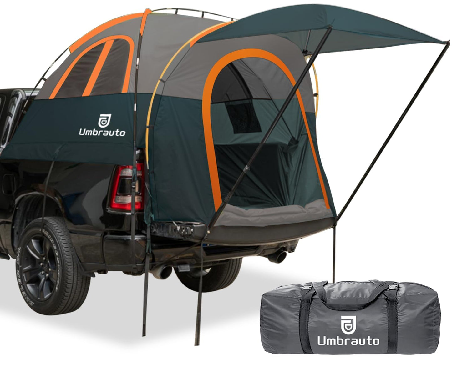 Truck Bed Tent 5.5-6ft: Easy Set Up Umburato Pickup Truck Tents for Camping, Waterproof PU3000mm Canopy for Truck Camper, Portable, Spacious for 2 Person Green