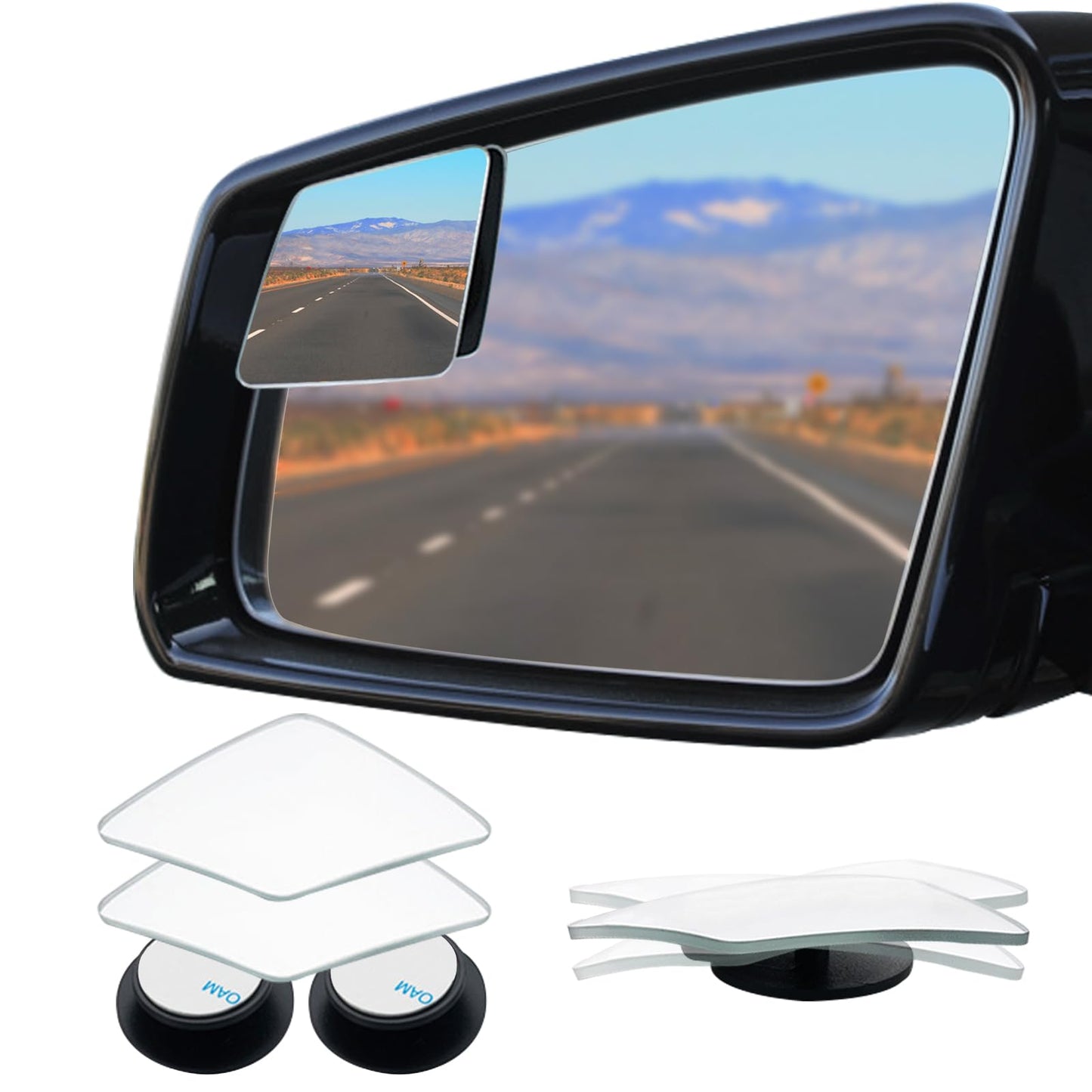 Ampper Blind Spot Mirror, 2" Round HD Glass Frameless Convex Rear View Mirror, Pack of 2