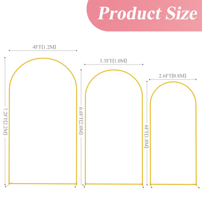 Fomcet Wedding Arch Backdrop Stand Set of 3 White Metal Arched Backdrop Stand 7.2FT & 6.6FT & 6FT Balloon Arch Frame for Wedding Ceremony Birthday Party Baby Shower Anniversary Decoration