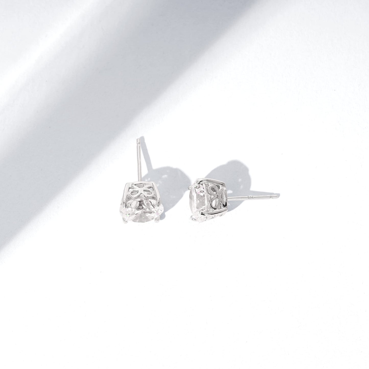 Amazon Essentials Yellow Gold Plated, Platinum or Rose Gold Plated Sterling Silver Infinite Elements Cubic Zirconia Stud Earrings | White, Blue, Green, or Pink Cubic Zirconia
