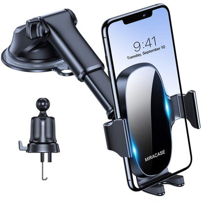 Miracase Car Phone Mount, [Upgraded Strong Military Grade Suction Cup] Long Arm Phone Holder for Car Dashboard Windshield Vent, Hands Free Cell Phone Holder Compatible with All Mobile Phones
