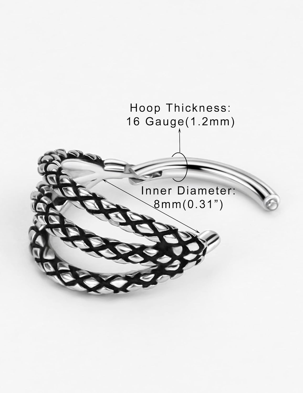 TDEBA Conch Piercing Schmuck, 316L Chirurgenstahl Segment Nasenring, CZ Knorpel Ohrringe, Lippenring, Segment Helix Rook Nahtloser Clicker Piercing Schmuck