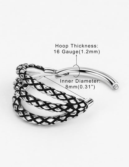 TDEBA Conch Piercing Schmuck, 316L Chirurgenstahl Segment Nasenring, CZ Knorpel Ohrringe, Lippenring, Segment Helix Rook Nahtloser Clicker Piercing Schmuck