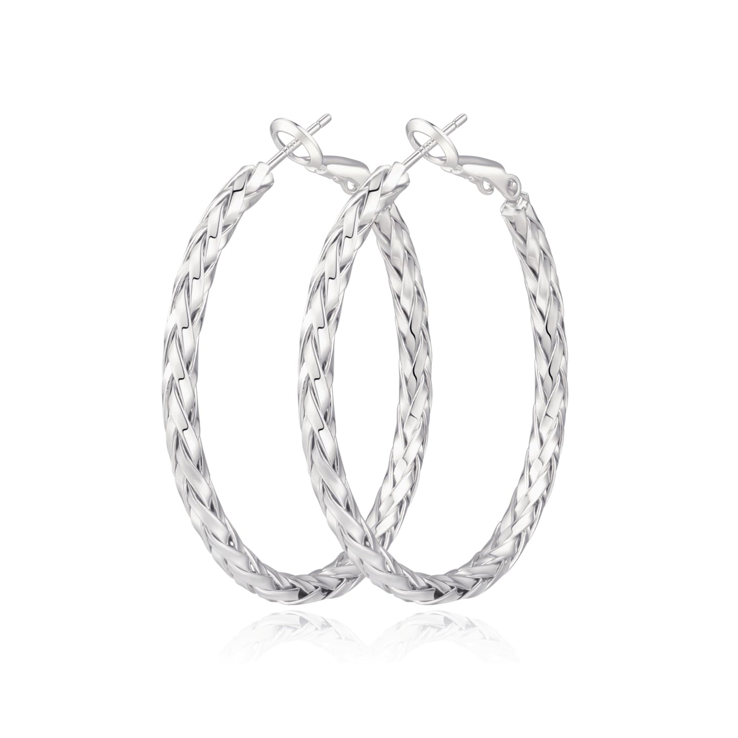 925 Sterling Silver Post Hoop Earrings Lightweight Twisted Hoop Earrings for Women Hypoallergenic Large Hoop Earrings 30/40/50MM