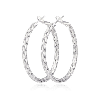 925 Sterling Silver Post Hoop Earrings Lightweight Twisted Hoop Earrings for Women Hypoallergenic Large Hoop Earrings 30/40/50MM