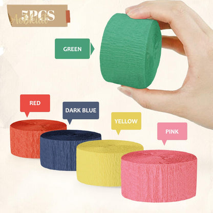 AOBKIAT Decoraciones para Fiesta de Bodas, 5 Rollos de Serpentinas de Papel Crepé Color Verde Oliva Caqui para Bodas Boho Verdes, Cumpleaños, Despedidas de Soltera/Bebé