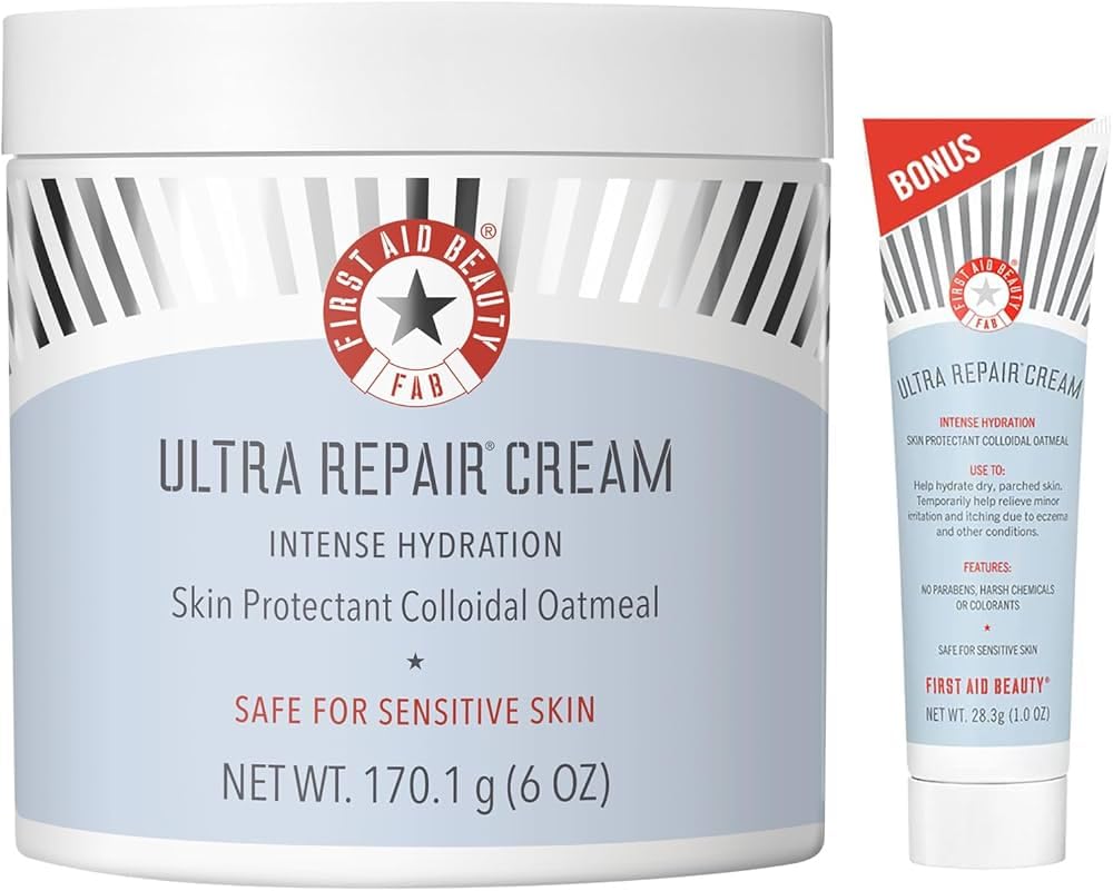 First Aid Beauty Ultra Repair Cream – Eczema Relief & Skin Barrier Repair Moisturizer with Colloidal Oatmeal & Ceramides, for Sensitive Dry Skin, Face & Body, 170.1g