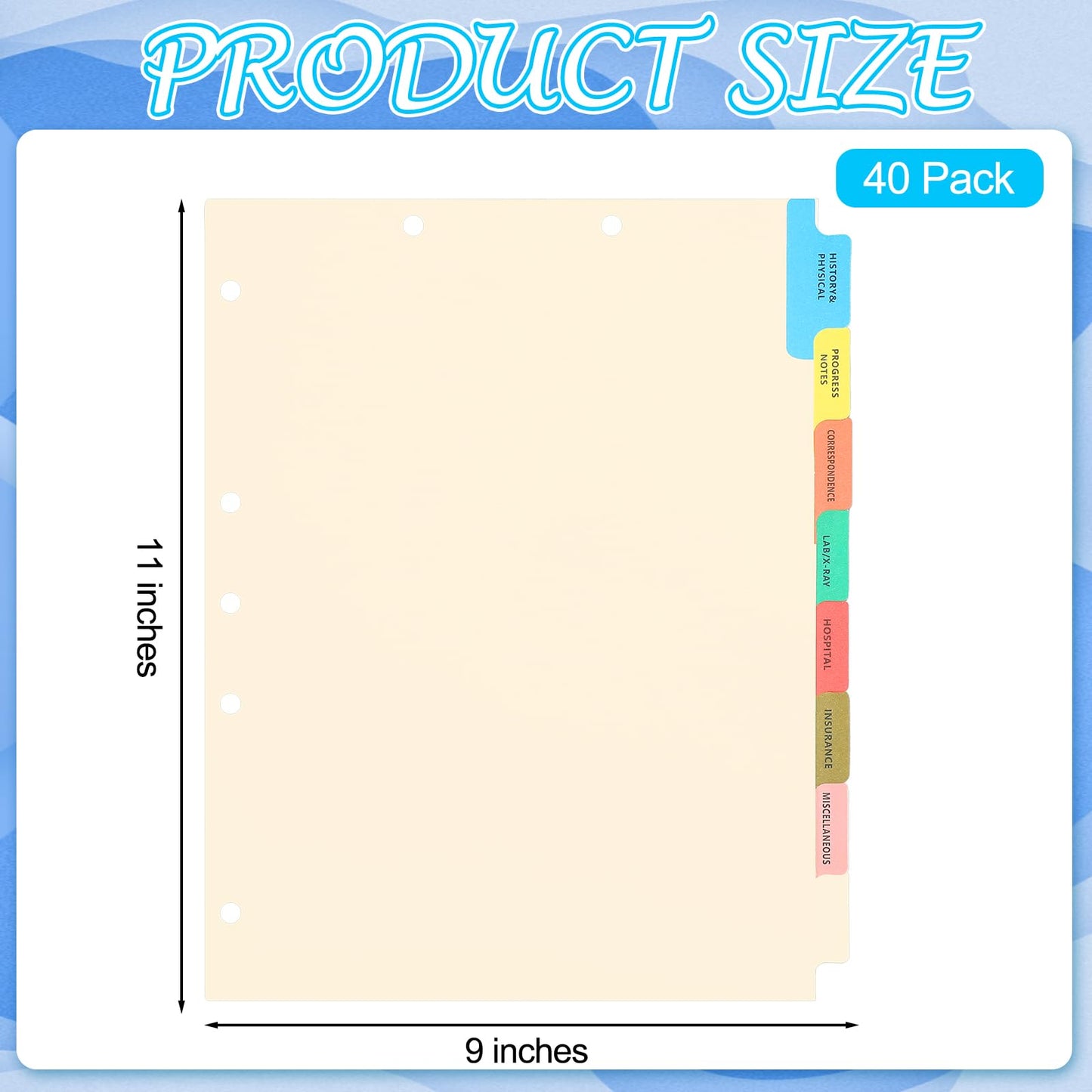 Motiskyy 80 Sets Medical Chart Dividers with Tabs - 9 x 11 Inch, 8 Side Tabs Index Blank Chart - Monthly Medical Folders Organizer Paper File Dividers for Hospitals Nursing Homes Rehab Centers