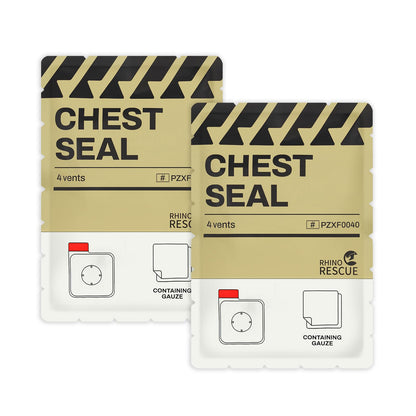 RHINO RESCUE Vented Chest Seal, 4 Vents, Sterile Emergency Trauma Dressing, Occlusive Adhesive Pad, IFAK Trauma Refill Medical First Aid Supplies for Wound Care, Gunshot Wound, Sucking Chest(20 Count)