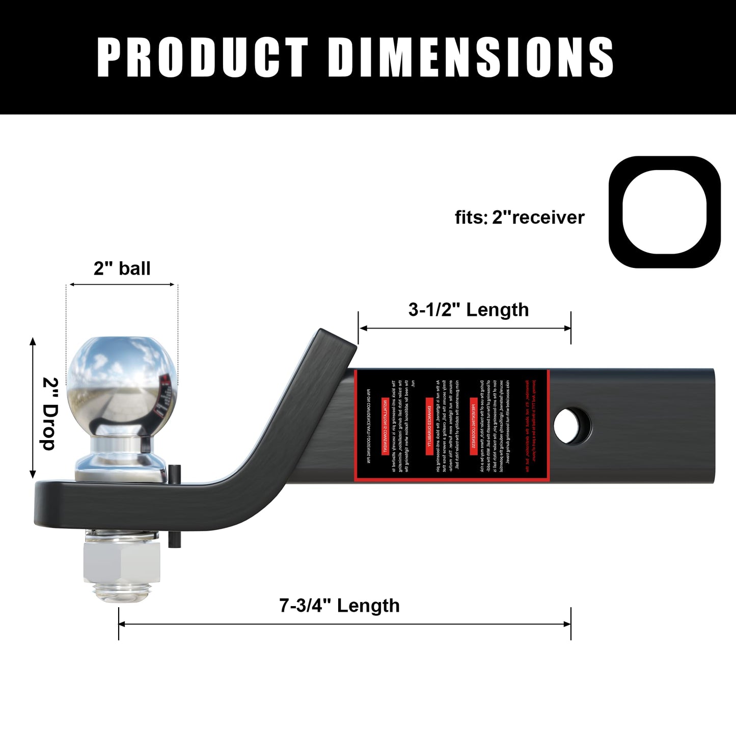 TYT Adjustable Truck Trailer Hitch for 2 inch Receiver, 6" Drop/Rise Tow Hitch with Dual Balls (2" & 2-5/16"), Compatible with Heavy-Duty Trailer Systems up to 20,000 lbs, Includes Hitch Tightener