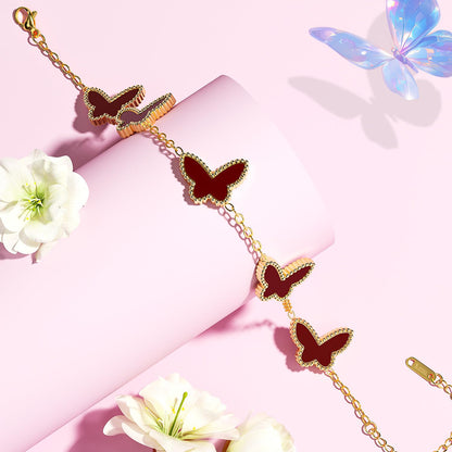 AICase 18K Gold Plated Clover Bracelet Dupes Gold/White/Black Bracelet Set for Women Flower Leaf Lucky Clover Bracelets Trendy Jewelry Birthday Gifts for Women/MoM/Friends