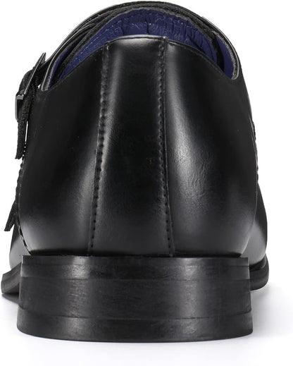 Bruno Marc Men's Dress Loafers Hutchingson Formal Monk Strap Slip-on Leather Shoes